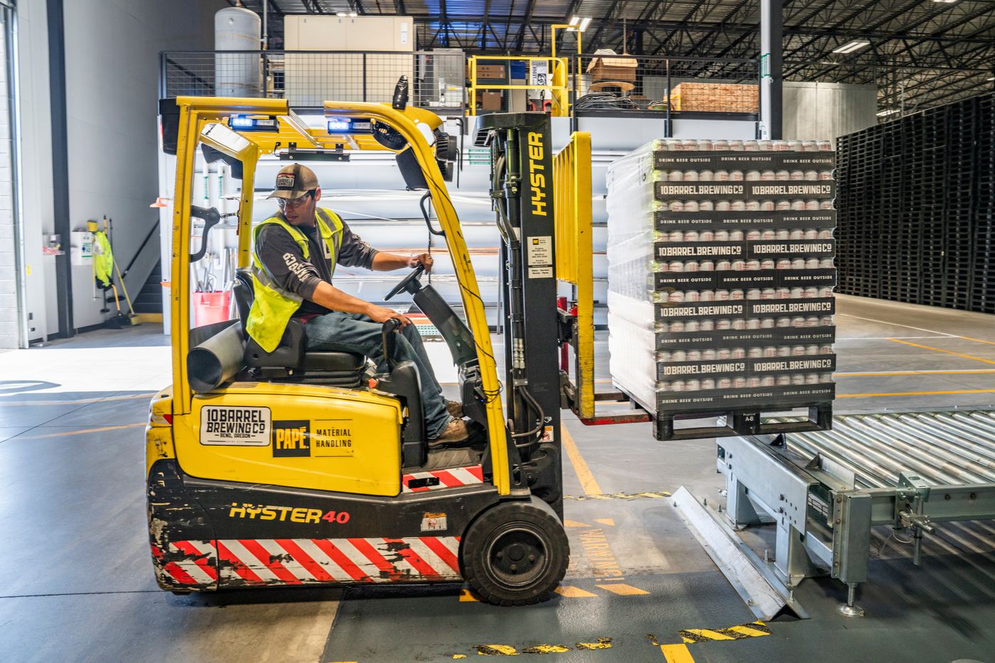 Forklift training in a warehouse environment
